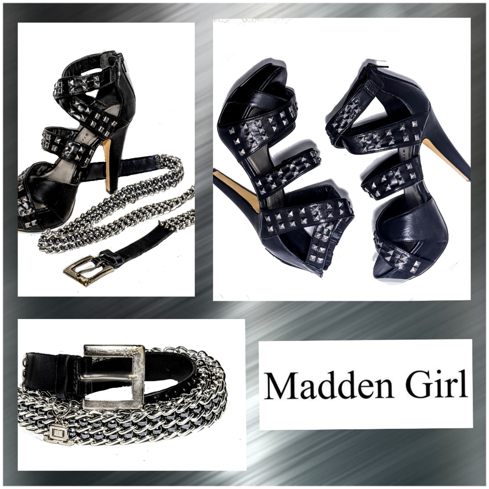 MADDEN GIRLS PUNKKY STUDDED HEELS W/ CHAIN BELT